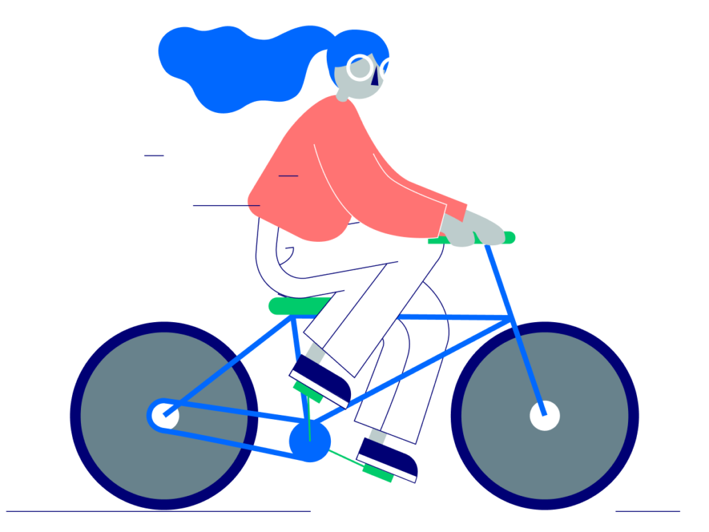 Illustration of an individual riding a bike