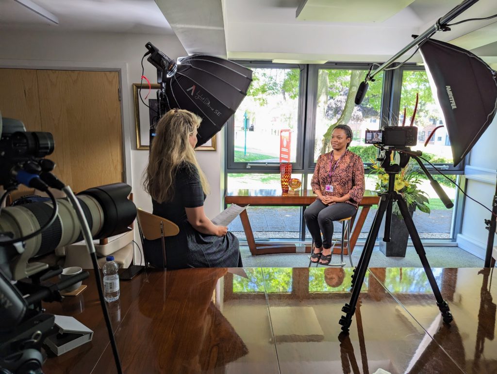 A Mindful Education employee interviewing a learner at Westminster Adult Education Service.