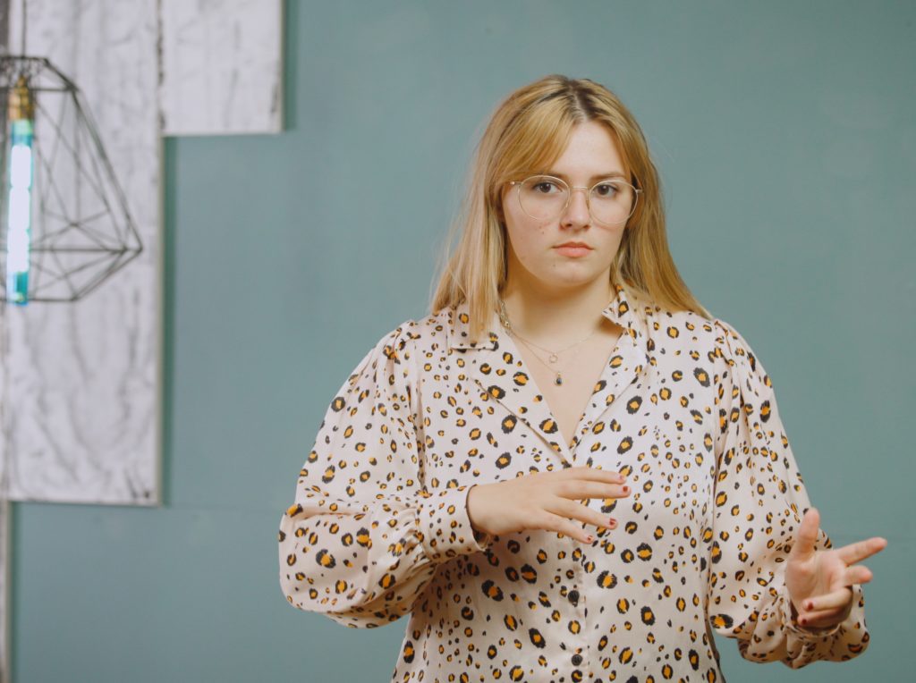 A member of the Mindful Education Production team being filmed during a test shoot.