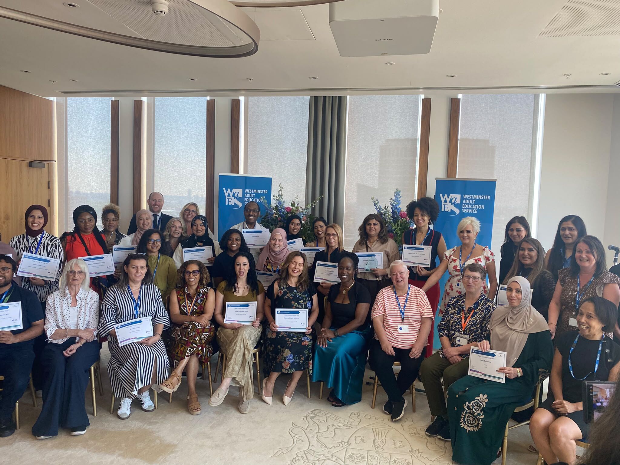 An image of all the winners from the Westminster Adult Education Service awards ceremony.